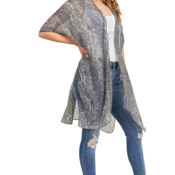Gray Print Kimono - Picture 5 of 6